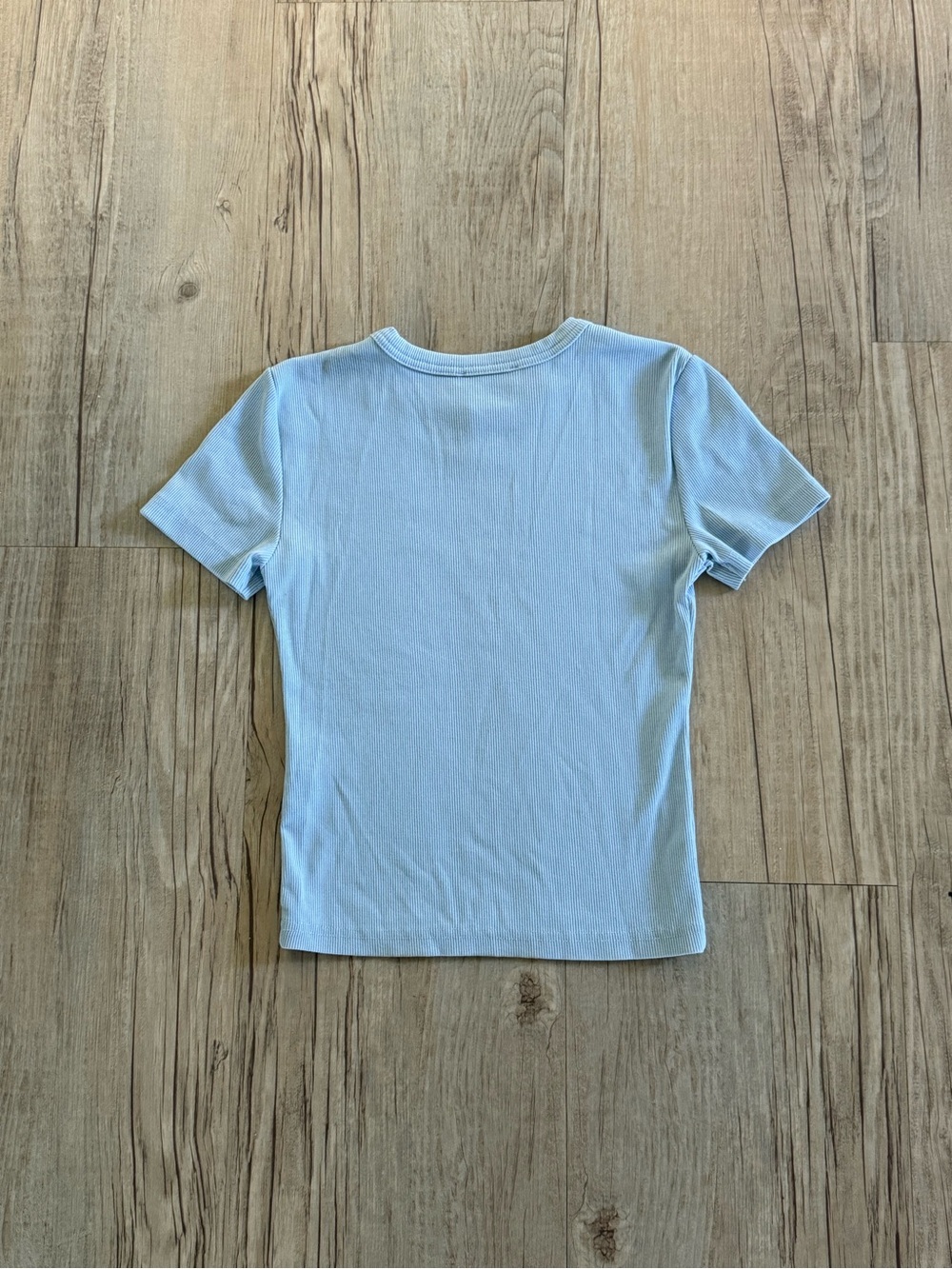 Zara Light Blue Ribbed Tee - Picture 4 of 4